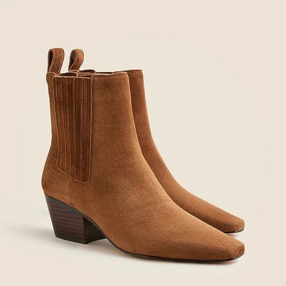 New! J. Crew New Piper Square Toe Ankle Boots in Suede